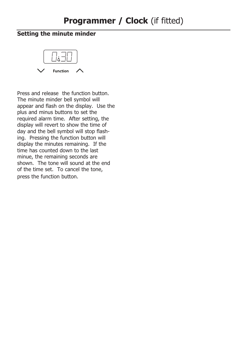 Programmer / clock (if fitted) | Glen Dimplex Home Appliances Ltd 100 User Manual | Page 9 / 34