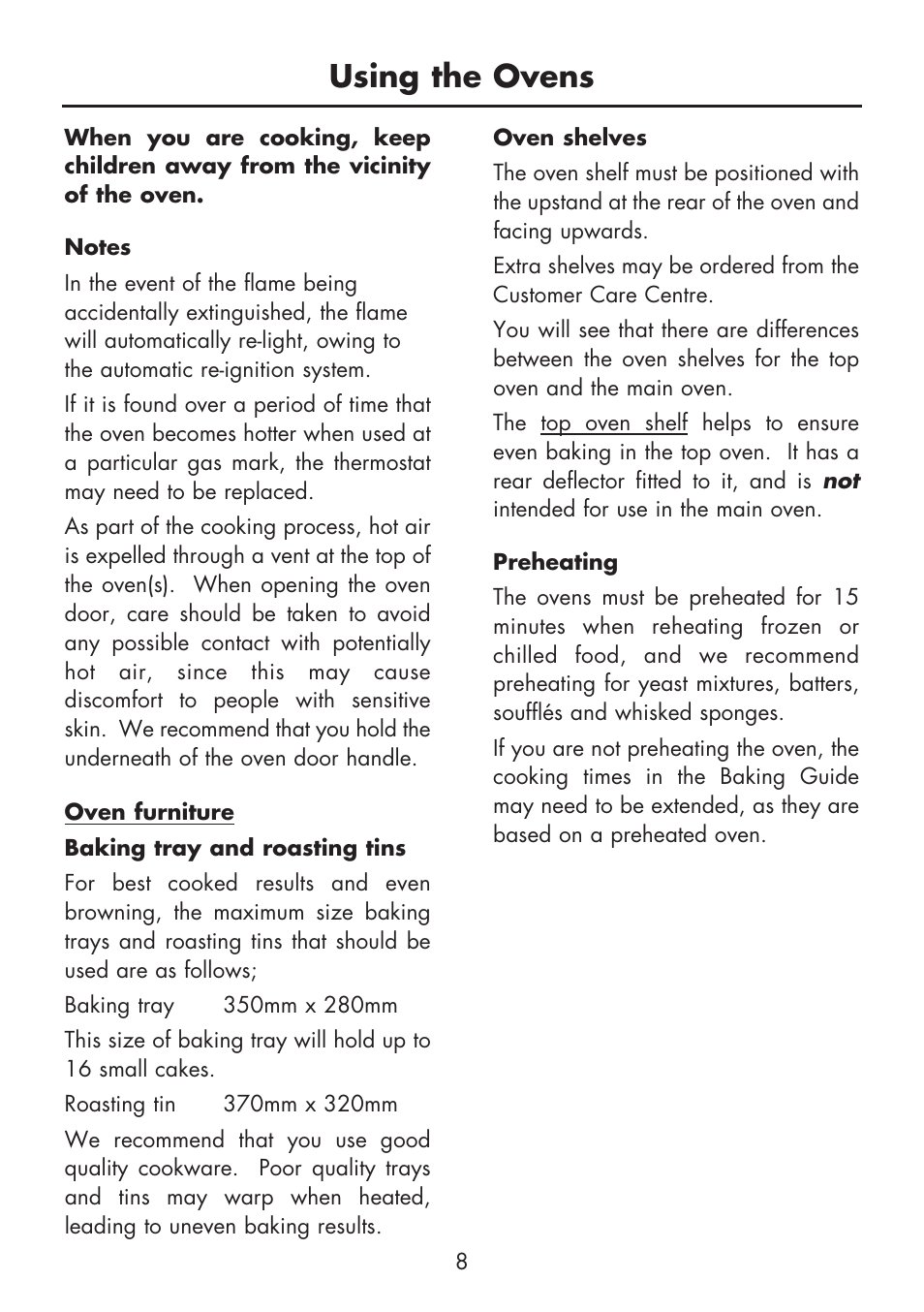 Using the ovens | Glen Dimplex Home Appliances Ltd BI 70 G User Manual | Page 10 / 40