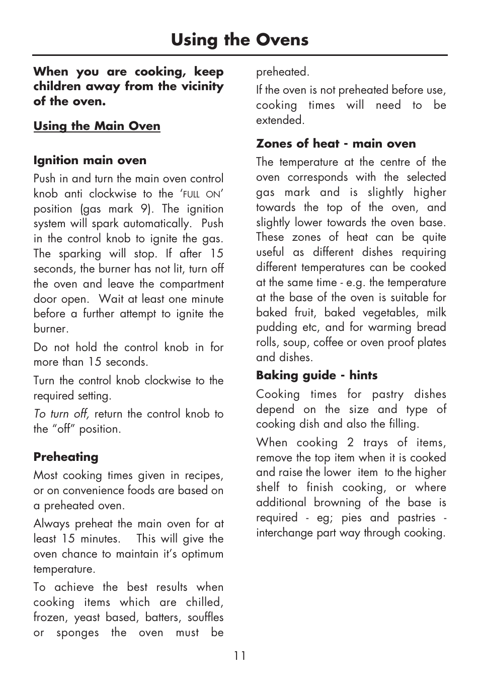 Using the ovens | Glen Dimplex Home Appliances Ltd BI 70 G User Manual | Page 13 / 40