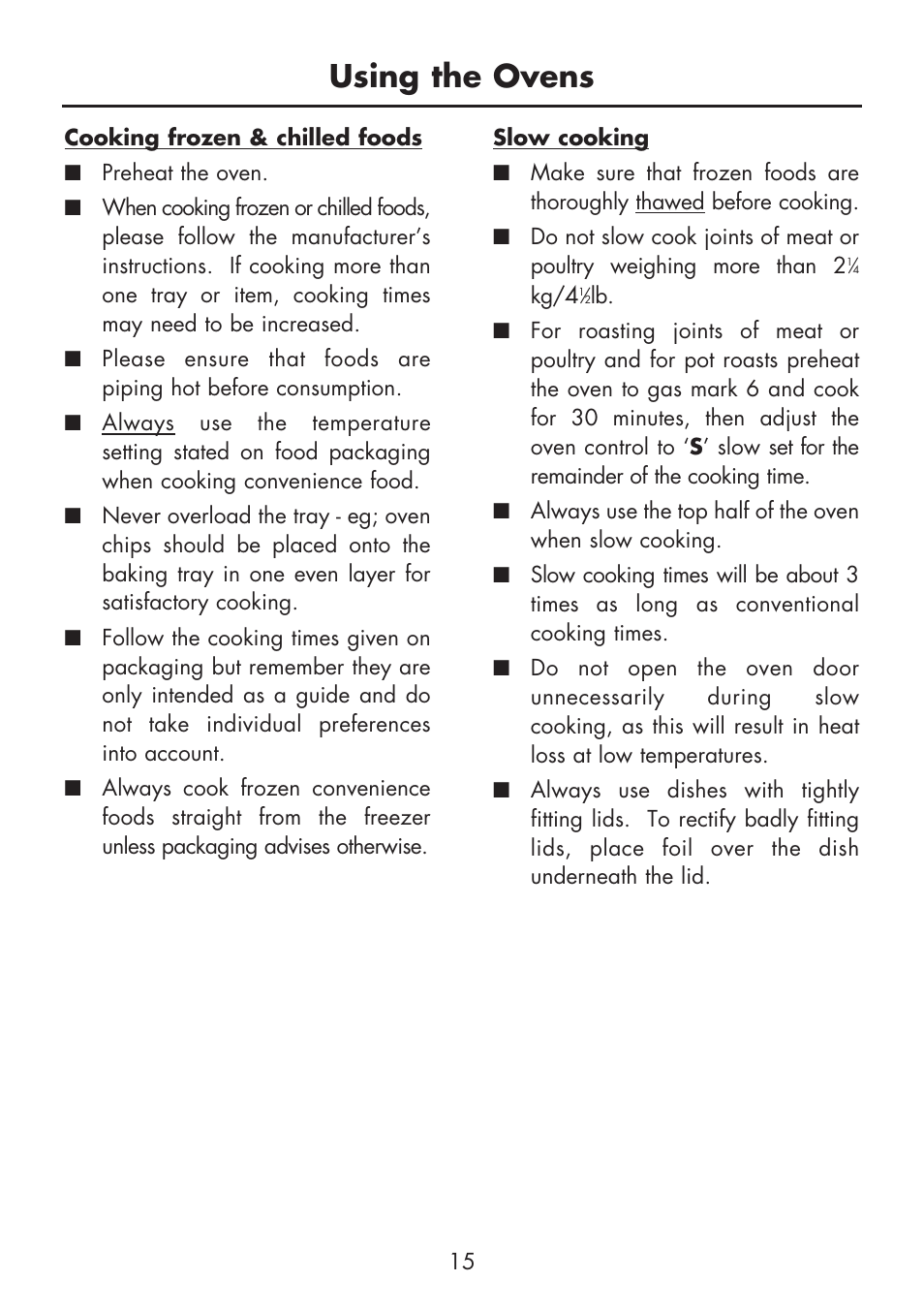 Using the ovens | Glen Dimplex Home Appliances Ltd BI 70 G User Manual | Page 17 / 40