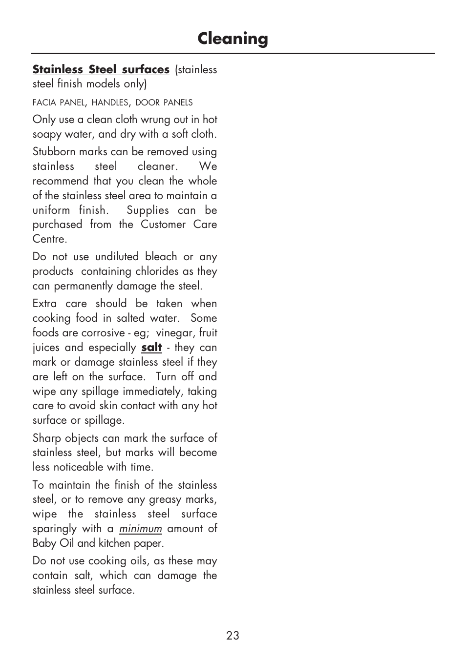 Cleaning | Glen Dimplex Home Appliances Ltd BI 70 G User Manual | Page 25 / 40