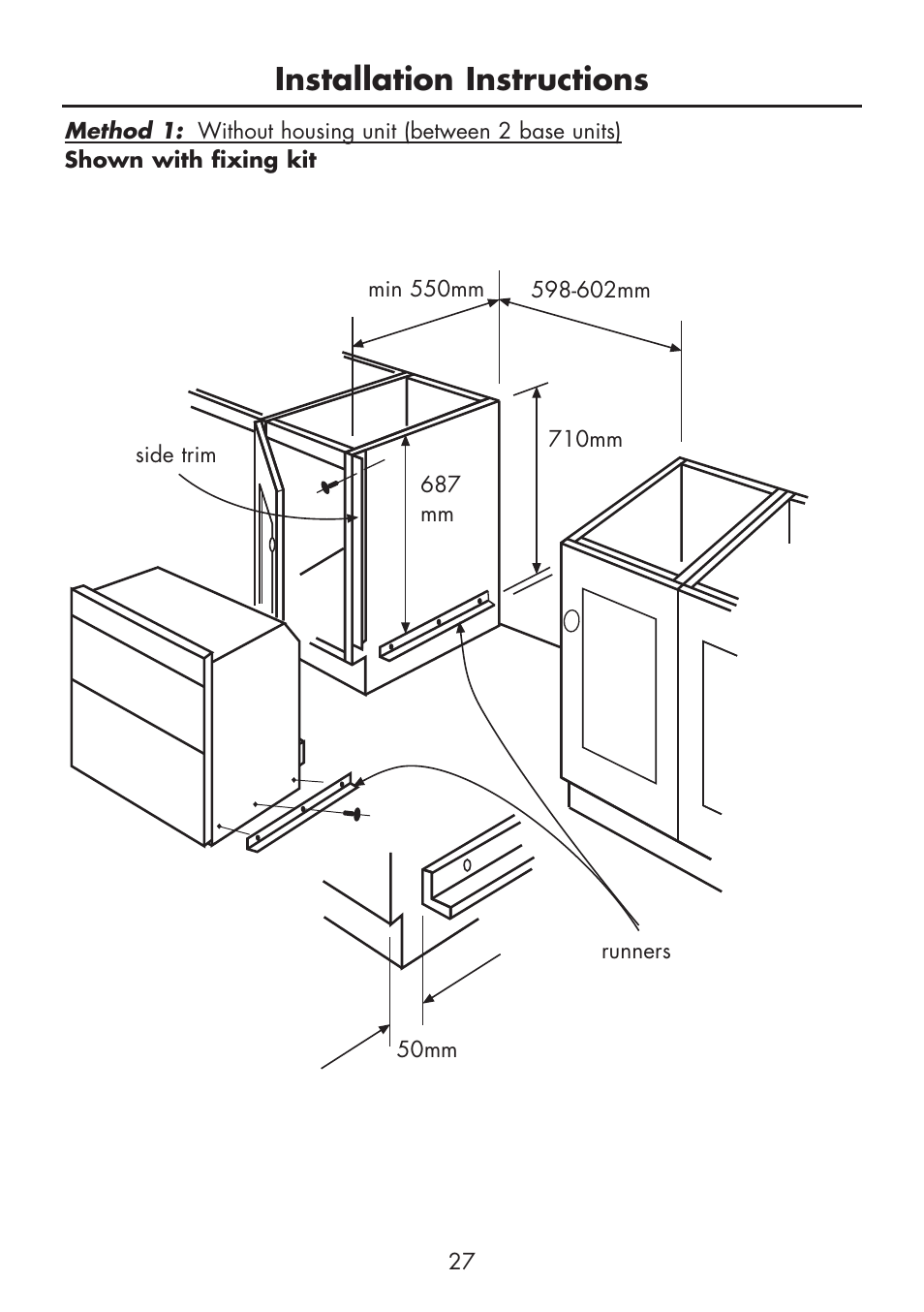 Installation instructions | Glen Dimplex Home Appliances Ltd BI 70 G User Manual | Page 29 / 40