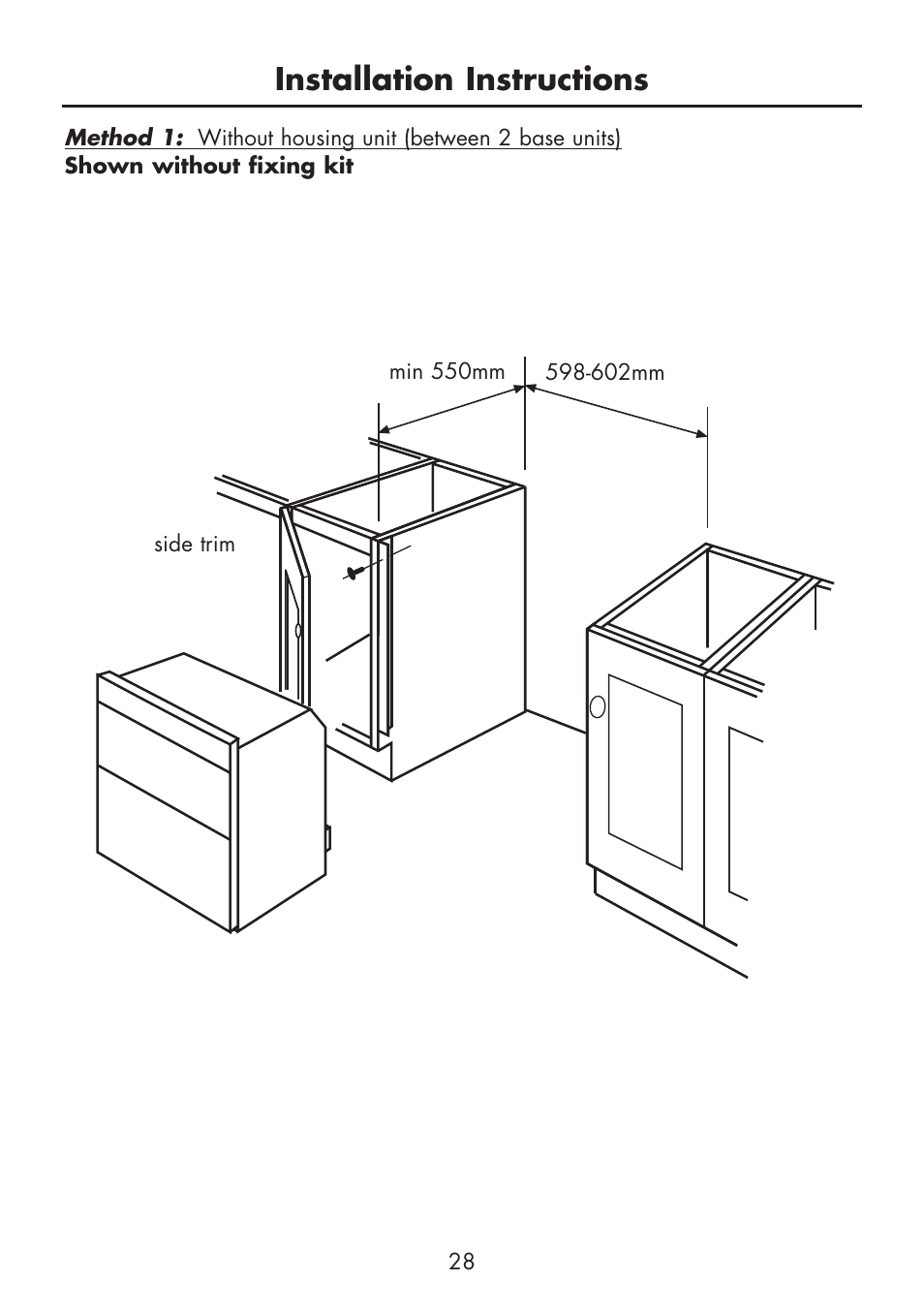 Installation instructions | Glen Dimplex Home Appliances Ltd BI 70 G User Manual | Page 30 / 40