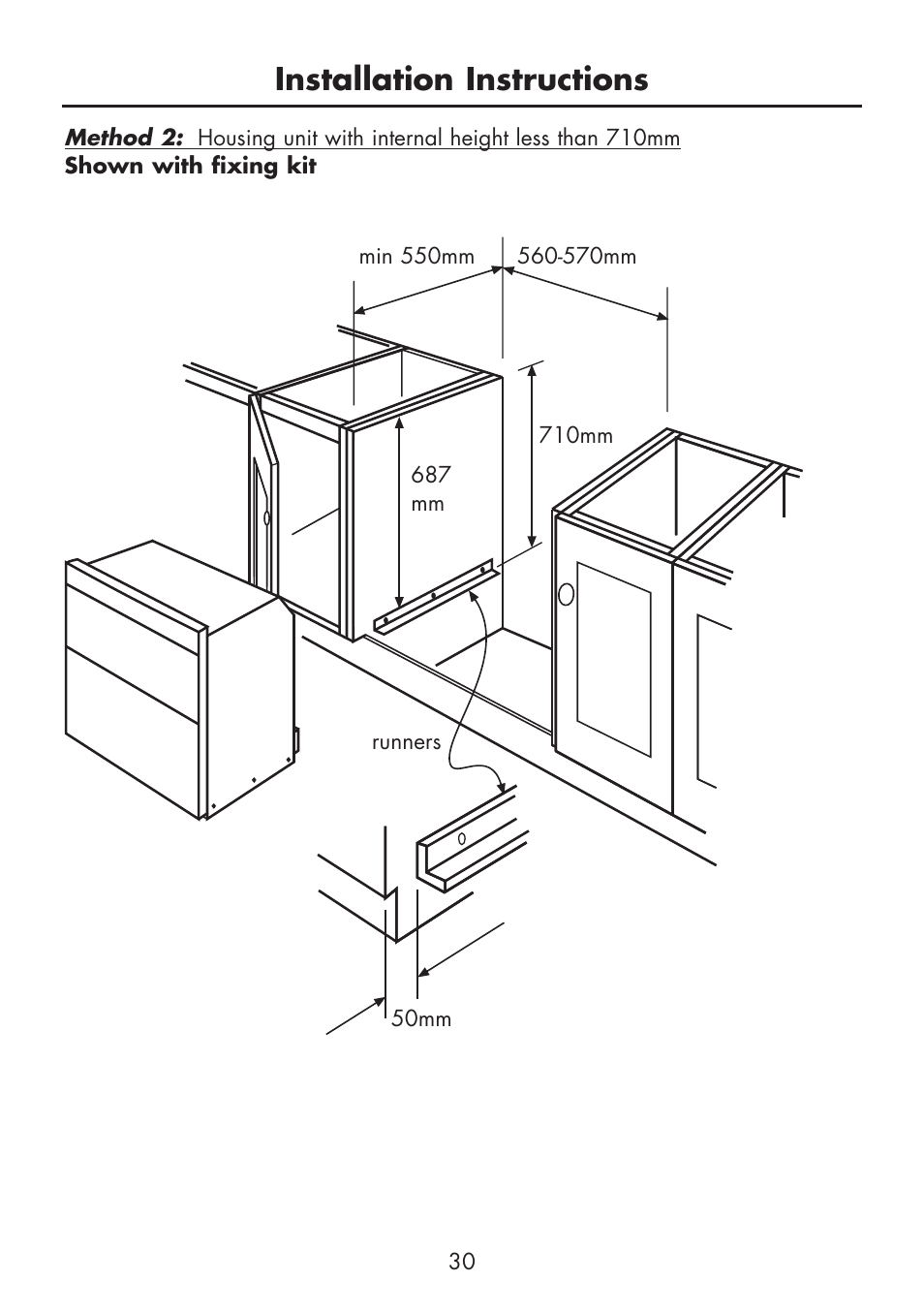 Installation instructions | Glen Dimplex Home Appliances Ltd BI 70 G User Manual | Page 32 / 40