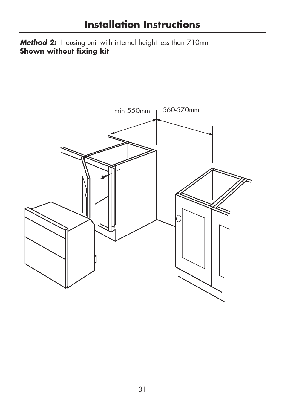 Installation instructions | Glen Dimplex Home Appliances Ltd BI 70 G User Manual | Page 33 / 40