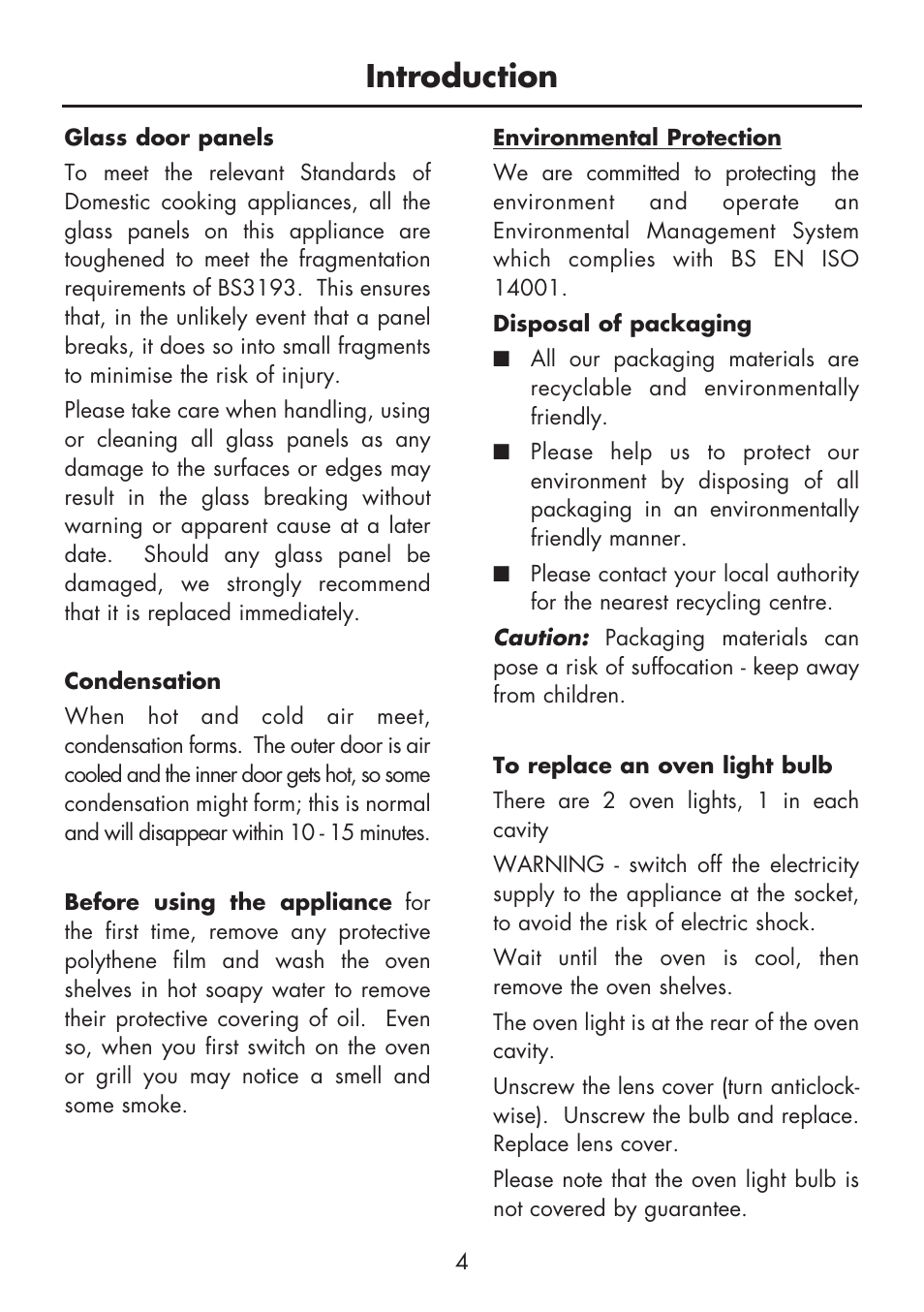 Introduction | Glen Dimplex Home Appliances Ltd BI 70 G User Manual | Page 6 / 40