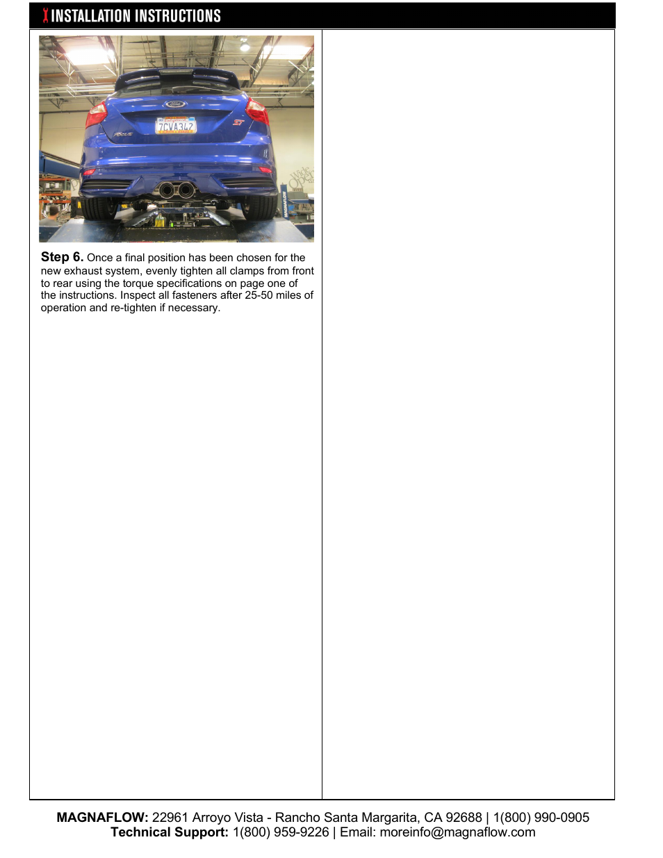MagnaFlow FORD FOCUS Stainless Cat-Back System PERFORMANCE EXHAUST User Manual | Page 3 / 3