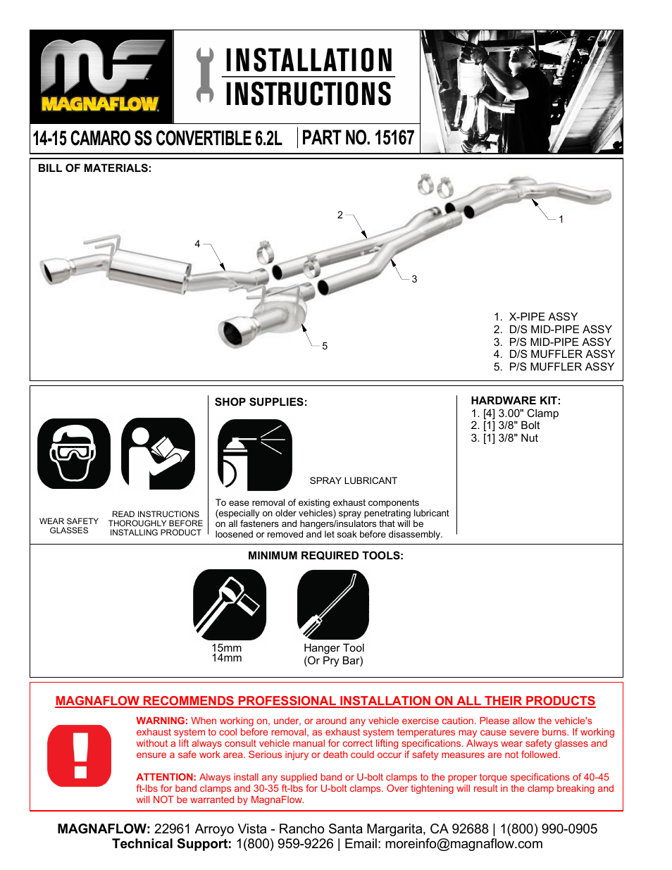 MagnaFlow CHEVROLET CAMARO Stainless Cat-Back System PERFORMANCE EXHAUST User Manual | 3 pages