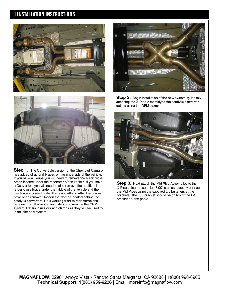 MagnaFlow CHEVROLET CAMARO Stainless Cat-Back System PERFORMANCE EXHAUST User Manual | Page 2 / 3