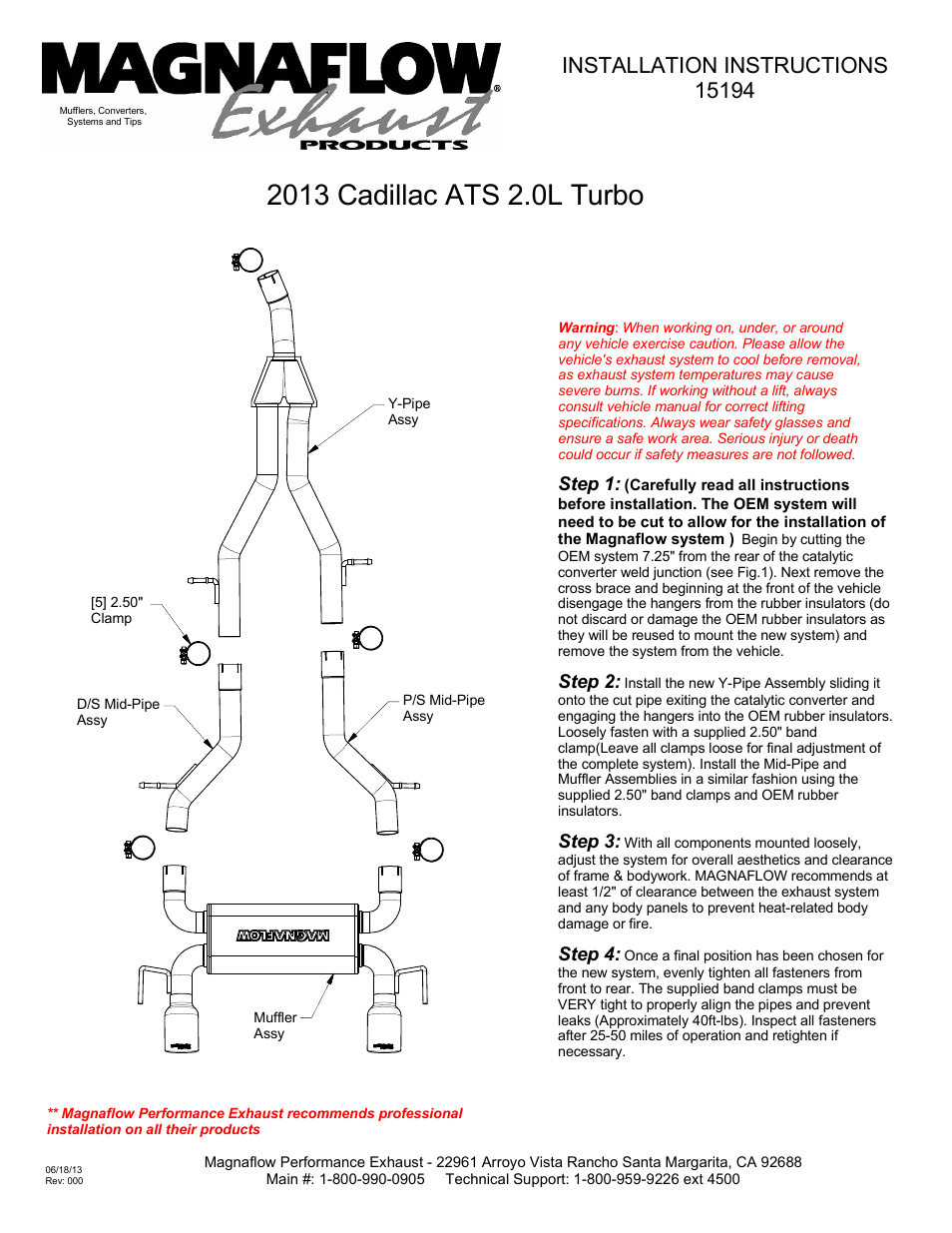 MagnaFlow CADILLAC ATS Stainless Cat-Back System PERFORMANCE EXHAUST User Manual | 2 pages