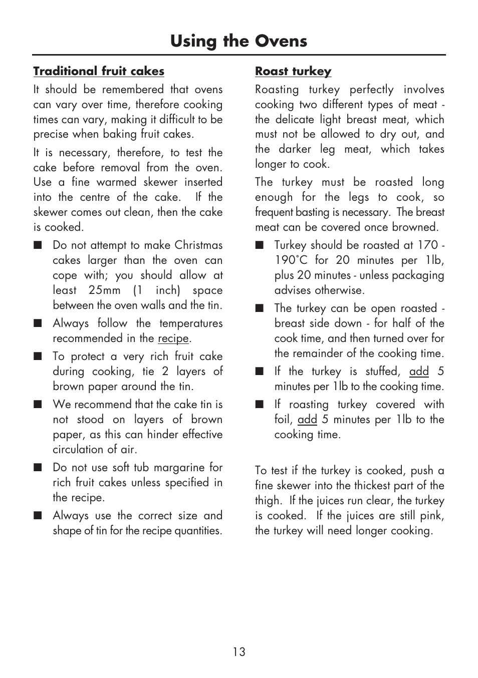 Using the ovens | Glen Dimplex Home Appliances Ltd BI 70 / 90 FP User Manual | Page 15 / 44