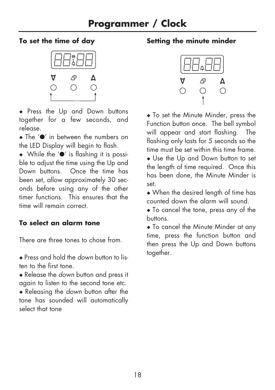 Programmer / clock | Glen Dimplex Home Appliances Ltd BI 70 / 90 FP User Manual | Page 20 / 44