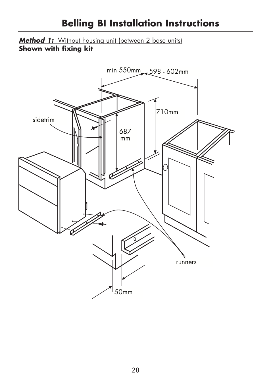 Belling bi installation instructions | Glen Dimplex Home Appliances Ltd BI 70 / 90 FP User Manual | Page 30 / 44