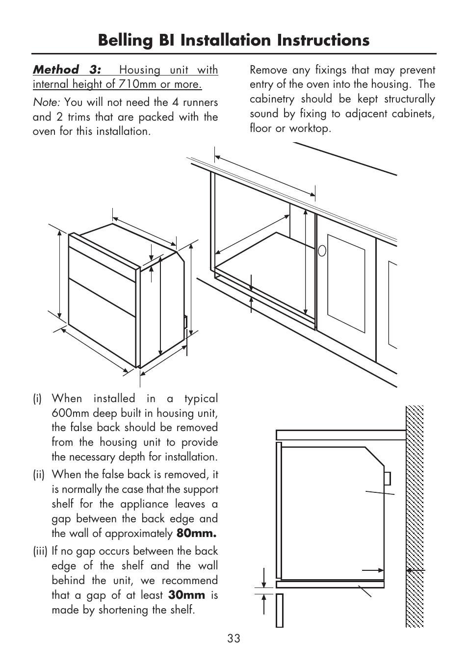 Belling bi installation instructions | Glen Dimplex Home Appliances Ltd BI 70 / 90 FP User Manual | Page 35 / 44