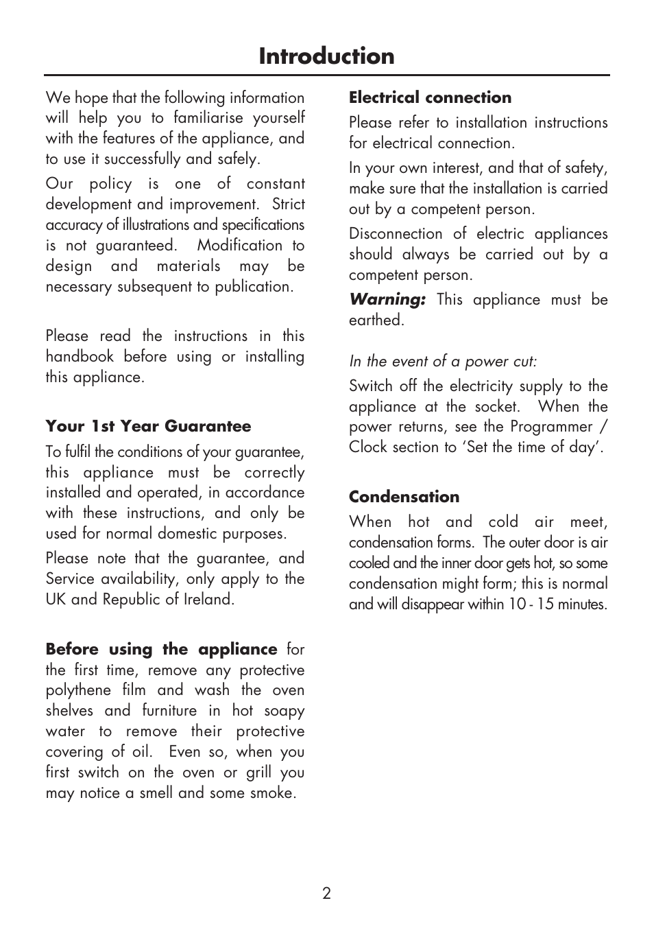 Introduction | Glen Dimplex Home Appliances Ltd BI 70 / 90 FP User Manual | Page 4 / 44