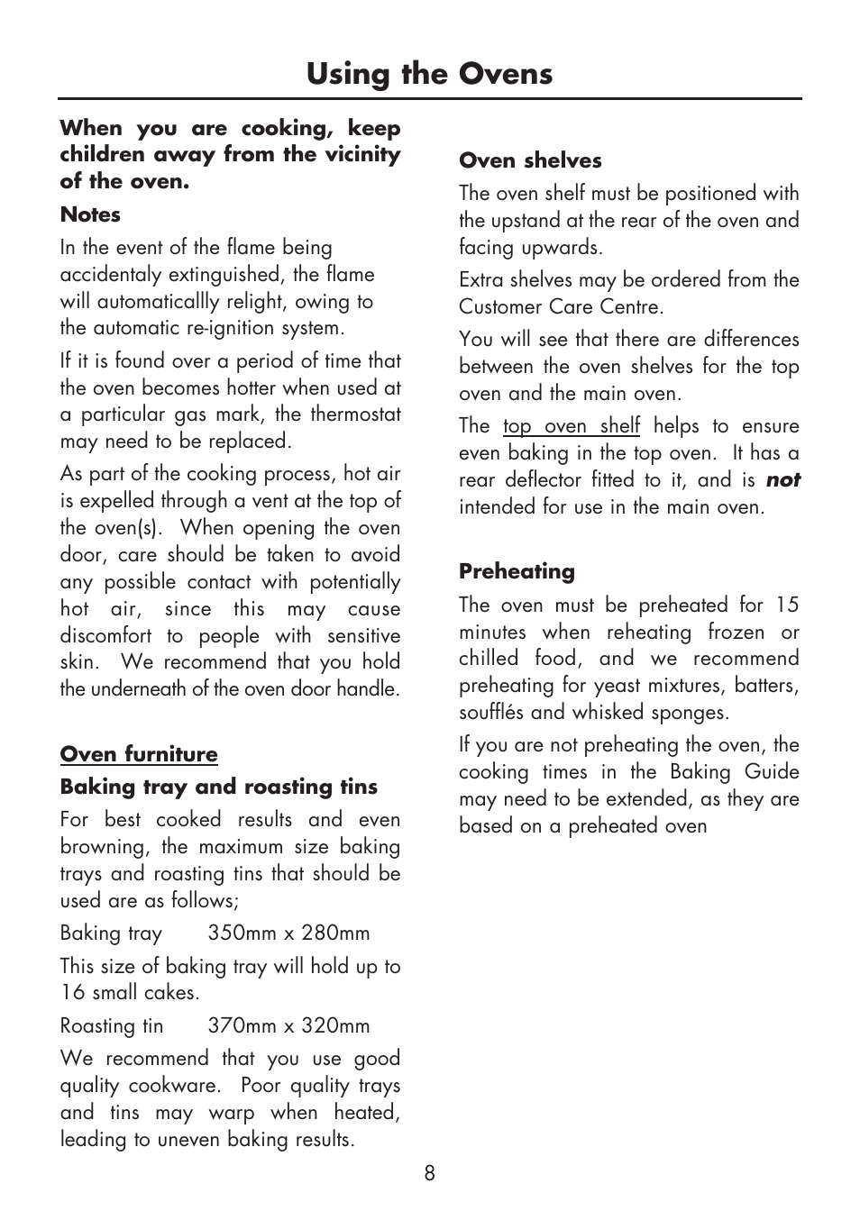 Using the ovens | Glen Dimplex Home Appliances Ltd BI 90 G User Manual | Page 10 / 36