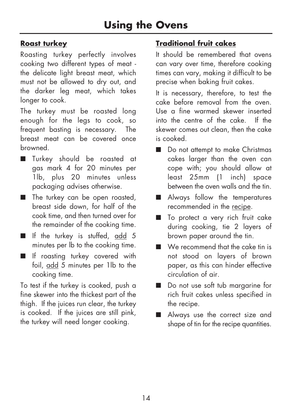 Using the ovens | Glen Dimplex Home Appliances Ltd BI 90 G User Manual | Page 16 / 36