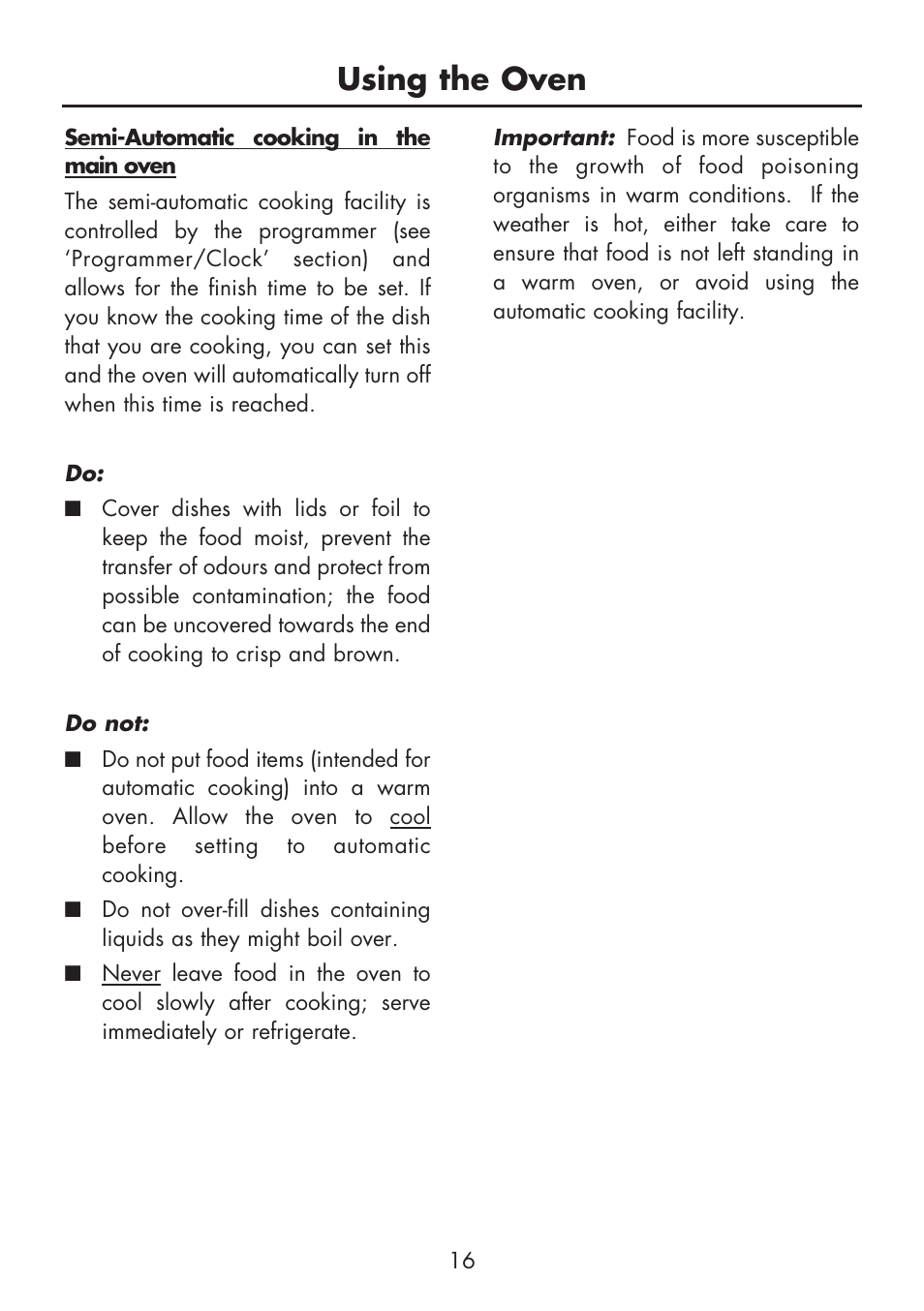 Using the oven | Glen Dimplex Home Appliances Ltd BI 90 G User Manual | Page 18 / 36