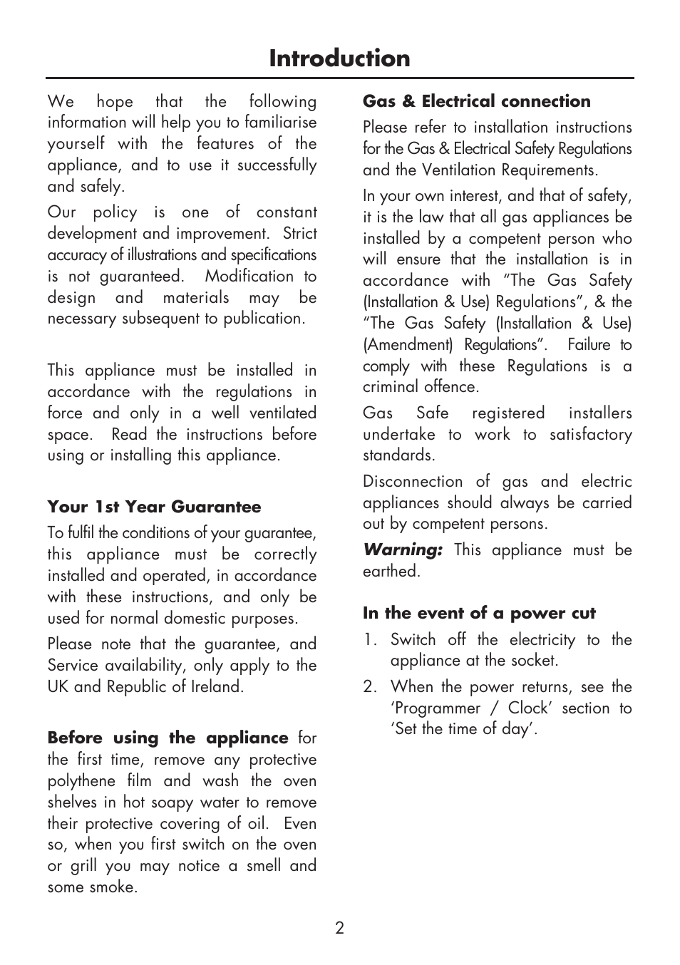 Introduction | Glen Dimplex Home Appliances Ltd BI 90 G User Manual | Page 4 / 36