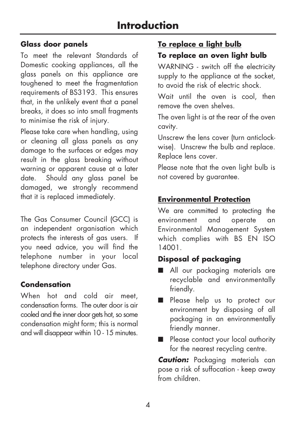 Introduction | Glen Dimplex Home Appliances Ltd BI 90 G User Manual | Page 6 / 36