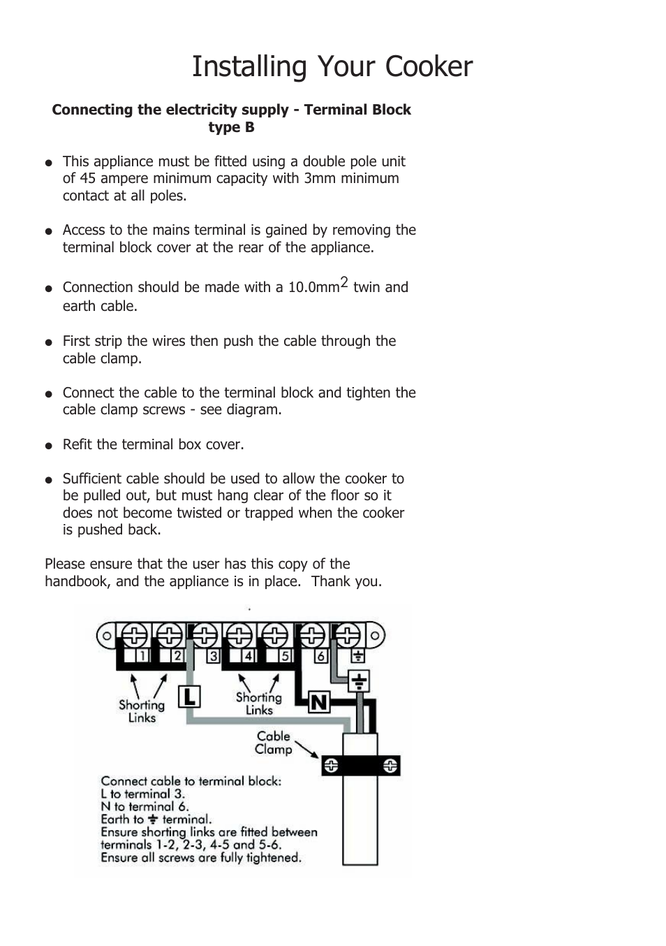 Installing your cooker | Glen Dimplex Home Appliances Ltd COUNTRY CLASSIC 100 E User Manual | Page 27 / 30