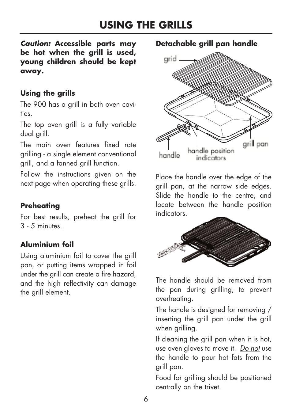 Using the grills | Glen Dimplex Home Appliances Ltd BI 90 MF User Manual | Page 8 / 28