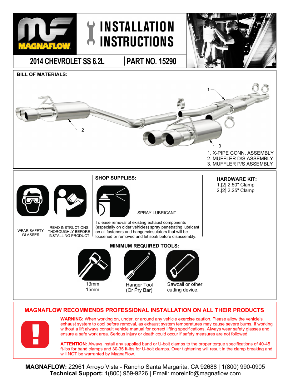 MagnaFlow CHEVROLET SS Stainless Cat-Back System PERFORMANCE EXHAUST User Manual | 3 pages