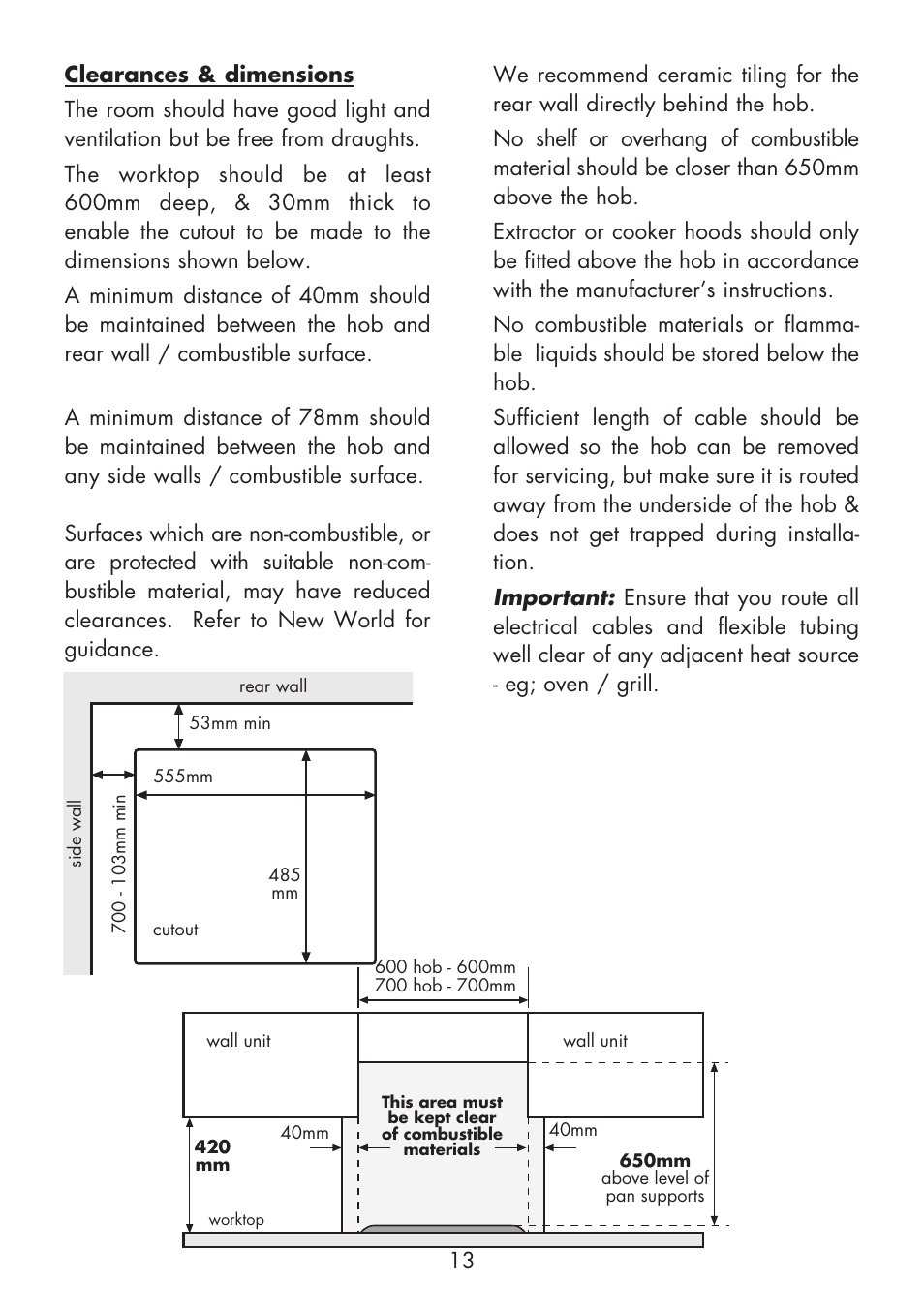 Glen Dimplex Home Appliances Ltd Front & Side Control Gass Hobs 70T User Manual | Page 13 / 22