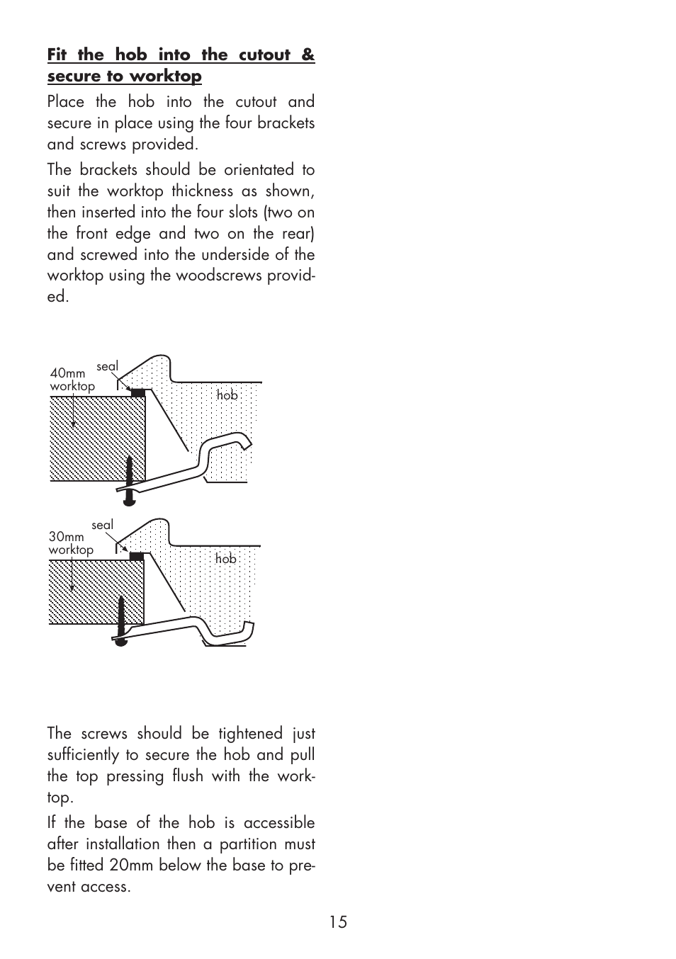 Glen Dimplex Home Appliances Ltd Front & Side Control Gass Hobs 70T User Manual | Page 15 / 22