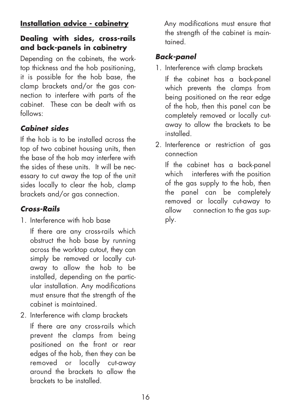 Glen Dimplex Home Appliances Ltd Front & Side Control Gass Hobs 70T User Manual | Page 16 / 22