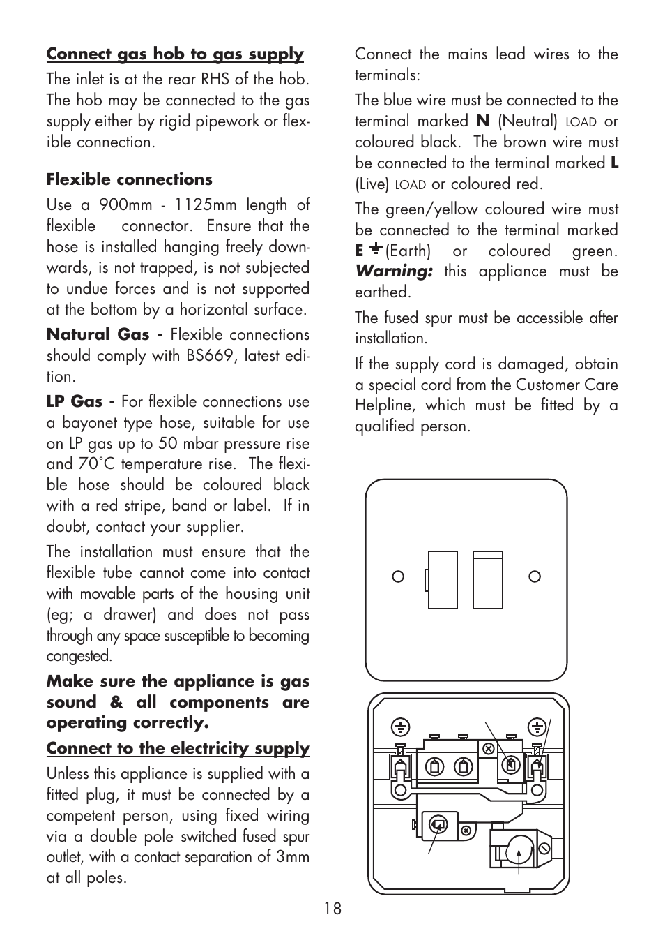 Glen Dimplex Home Appliances Ltd Front & Side Control Gass Hobs 70T User Manual | Page 18 / 22