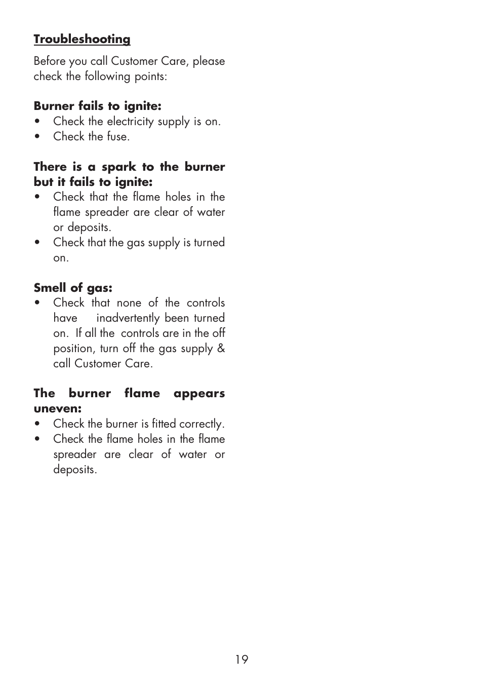 Glen Dimplex Home Appliances Ltd Front & Side Control Gass Hobs 70T User Manual | Page 19 / 22