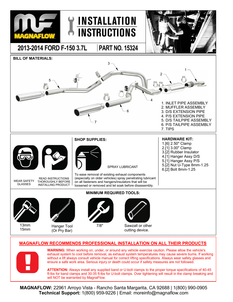 MagnaFlow FORD TRUCK F-150 Stainless Cat-Back System PERFORMANCE EXHAUST User Manual | 3 pages