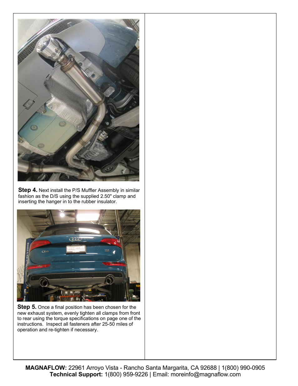 MagnaFlow AUDI TRUCK Q5 Stainless Cat-Back System PERFORMANCE EXHAUST User Manual | Page 3 / 3