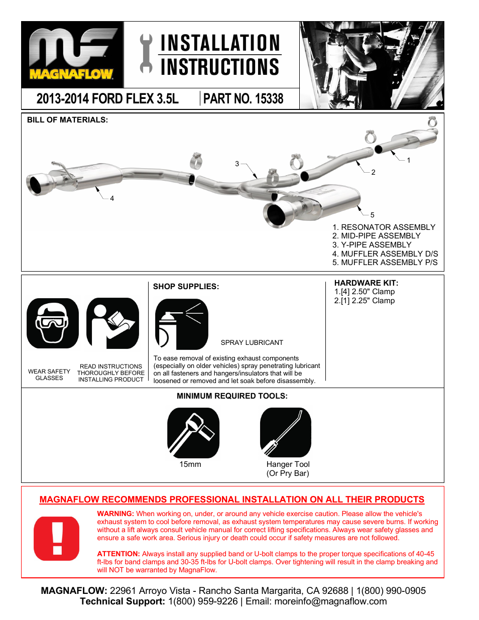 MagnaFlow FORD TRUCK FLEX Stainless Cat-Back System PERFORMANCE EXHAUST User Manual | 3 pages