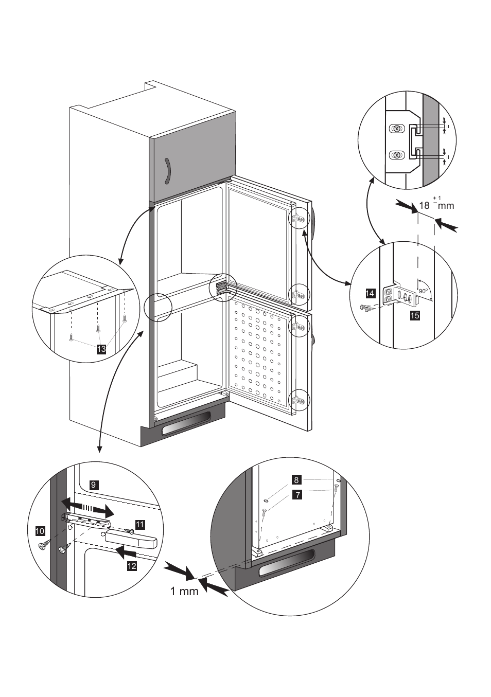 1 mm, 18 mm | Glen Dimplex Home Appliances Ltd BE817 IFF5050FF User Manual | Page 22 / 28