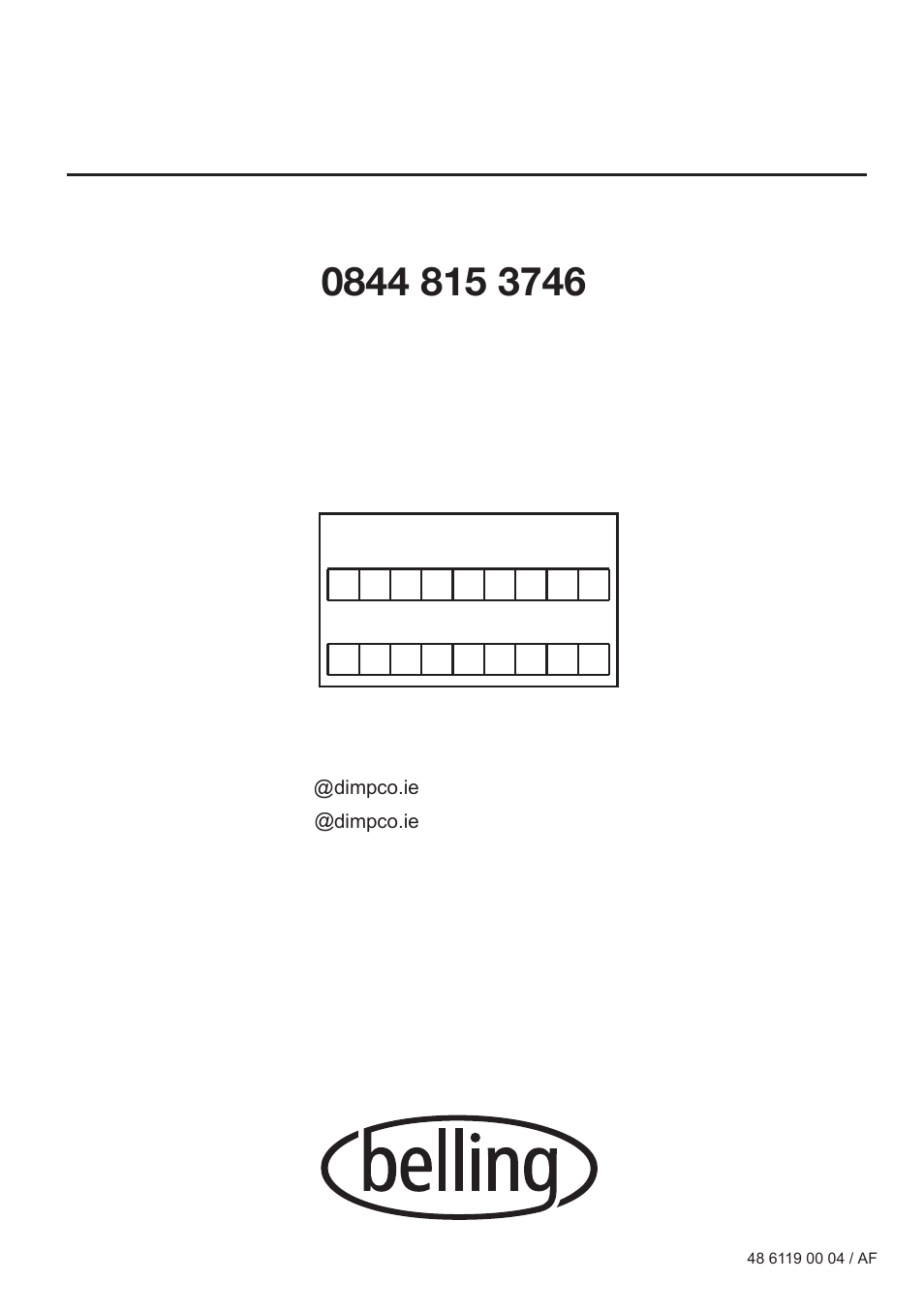 Belling customer care | Glen Dimplex Home Appliances Ltd BE817 IFF5050FF User Manual | Page 28 / 28