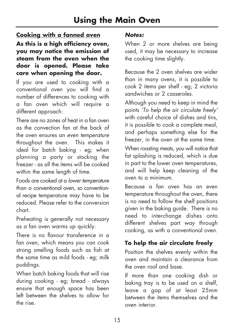 Using the main oven | Glen Dimplex Home Appliances Ltd FSE 60 DOP User Manual | Page 17 / 36