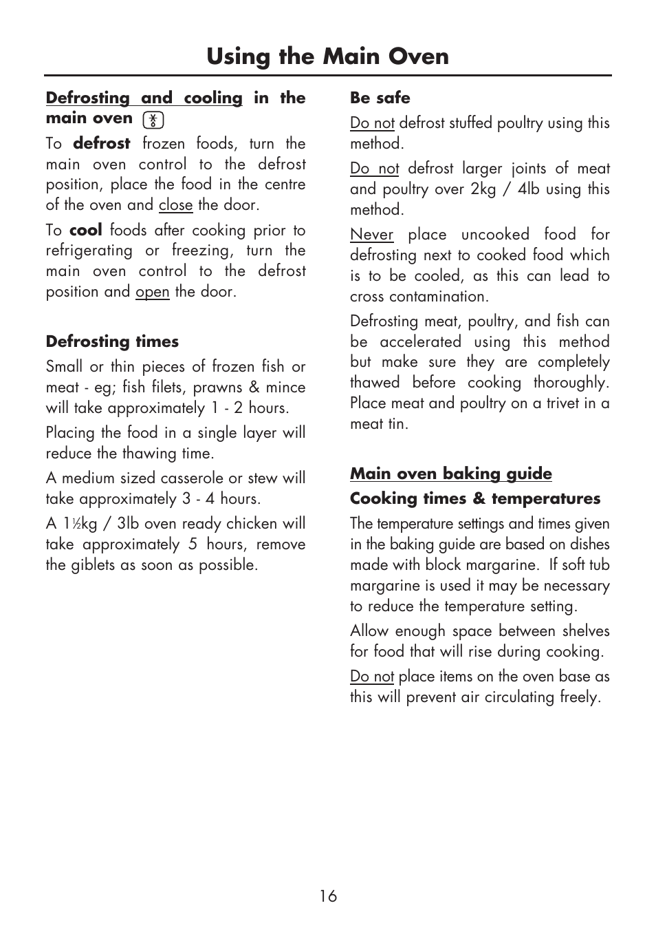 Using the main oven | Glen Dimplex Home Appliances Ltd FSE 60 DOP User Manual | Page 18 / 36