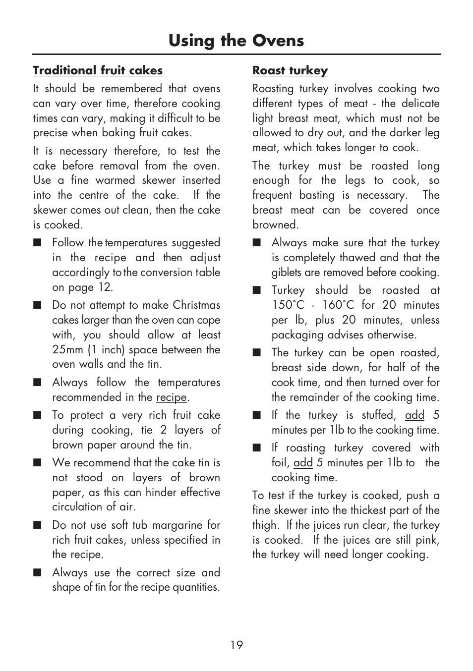 Using the ovens | Glen Dimplex Home Appliances Ltd FSE 60 DOP User Manual | Page 21 / 36