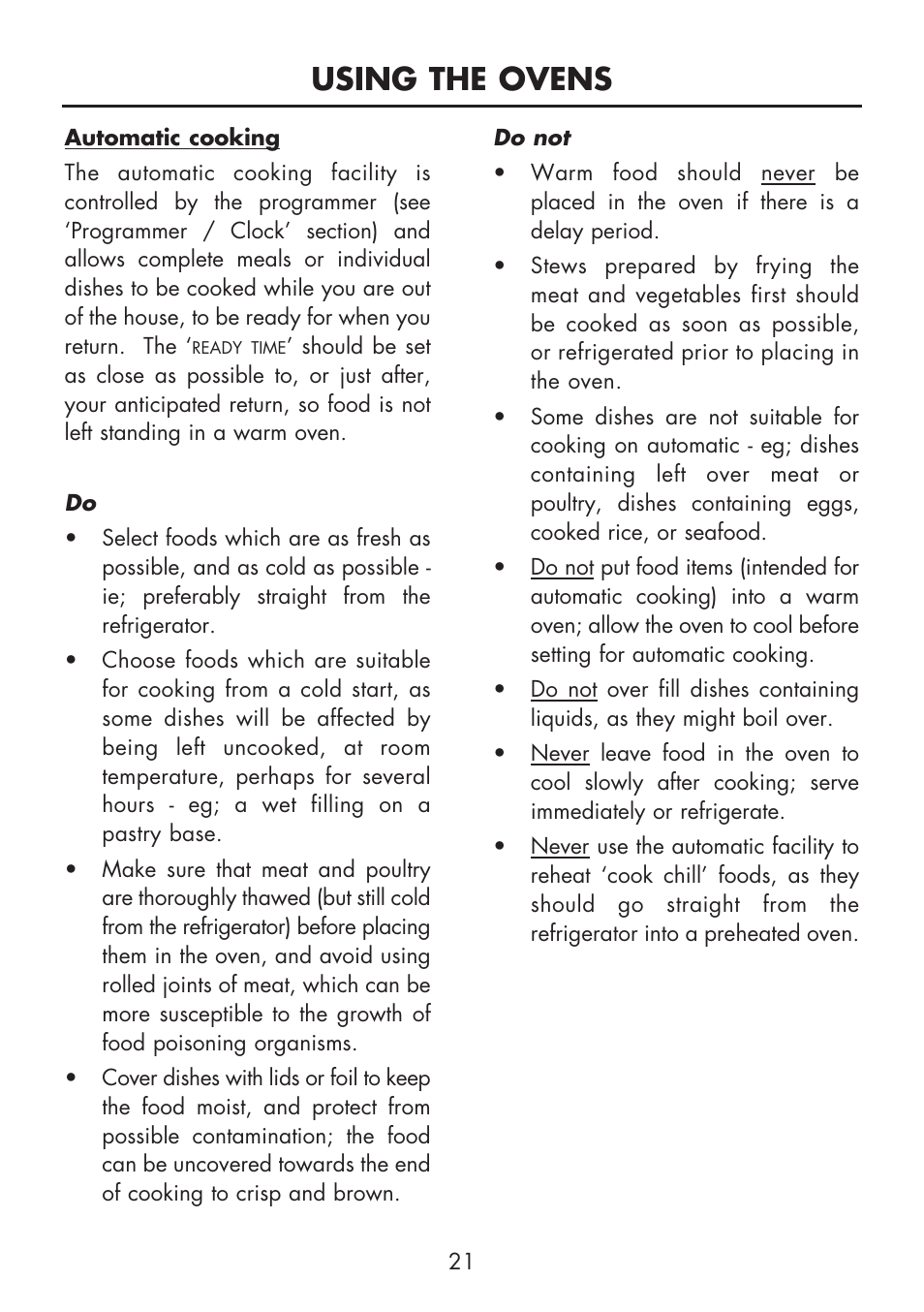 Using the ovens | Glen Dimplex Home Appliances Ltd FSE 60 DOP User Manual | Page 23 / 36