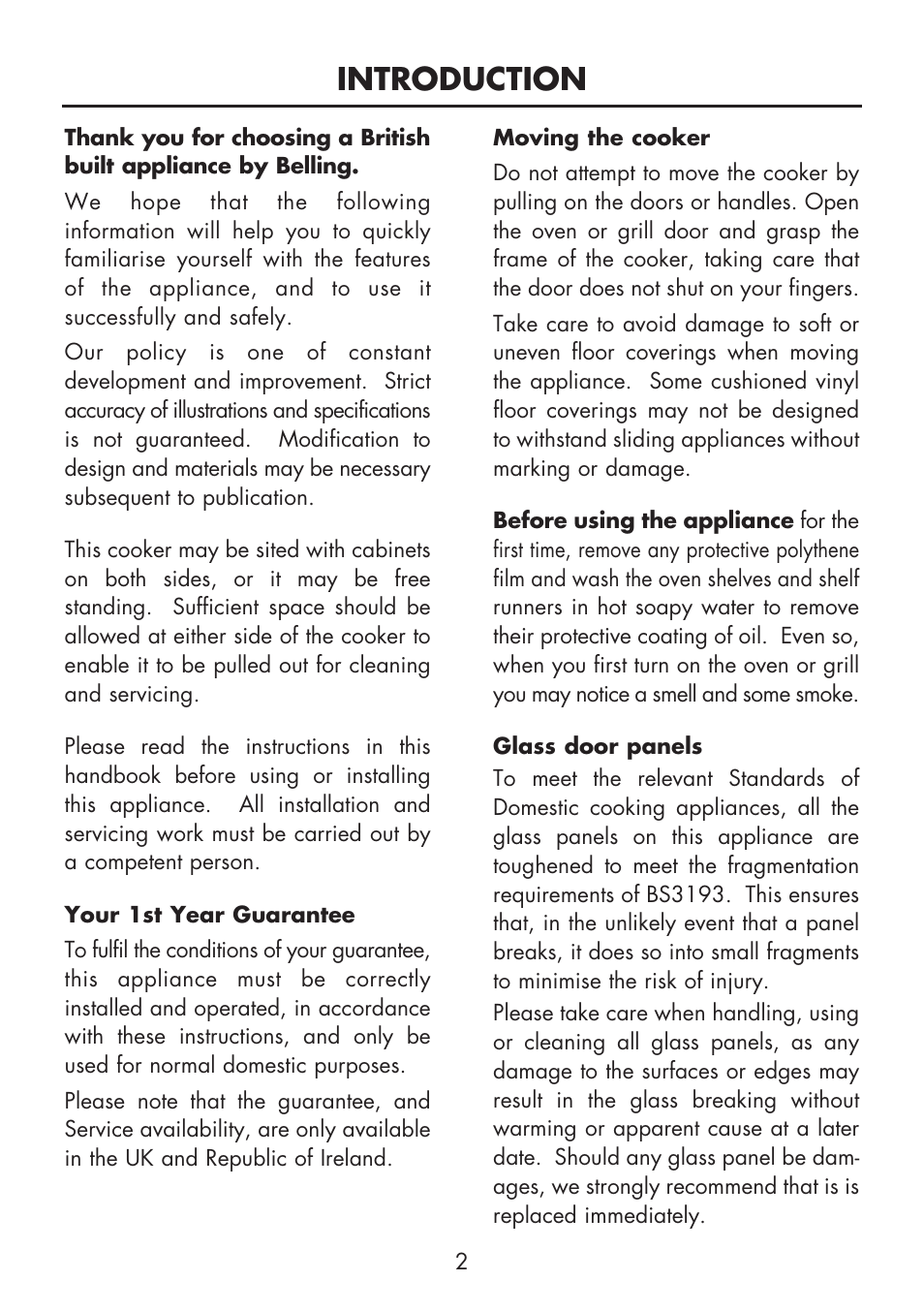 Introduction | Glen Dimplex Home Appliances Ltd FSE 60 DOP User Manual | Page 4 / 36