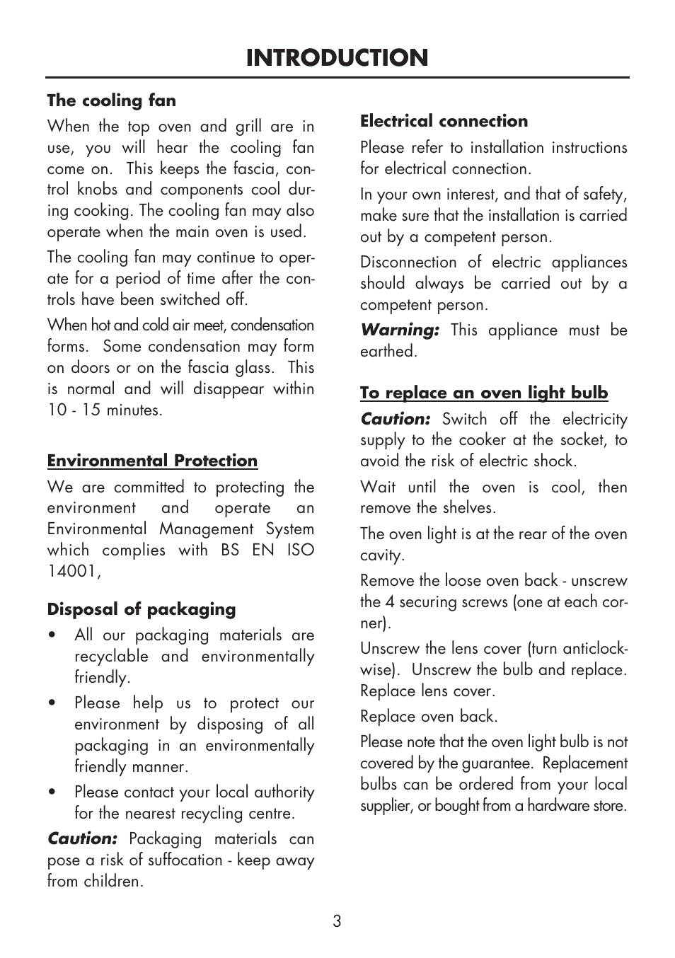 Introduction | Glen Dimplex Home Appliances Ltd FSE 60 DOP User Manual | Page 5 / 36