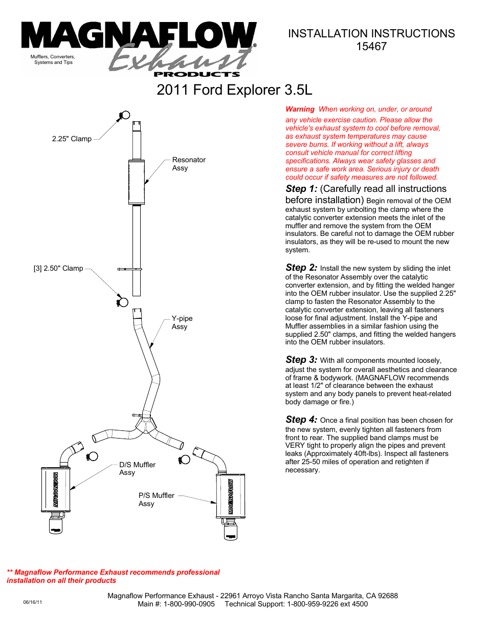 MagnaFlow LINCOLN TRUCK MKT Stainless Cat-Back System PERFORMANCE EXHAUST User Manual | 1 page