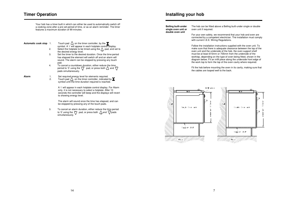 Timer operation, Installing your hob | Glen Dimplex Home Appliances Ltd CTC60 User Manual | Page 7 / 10