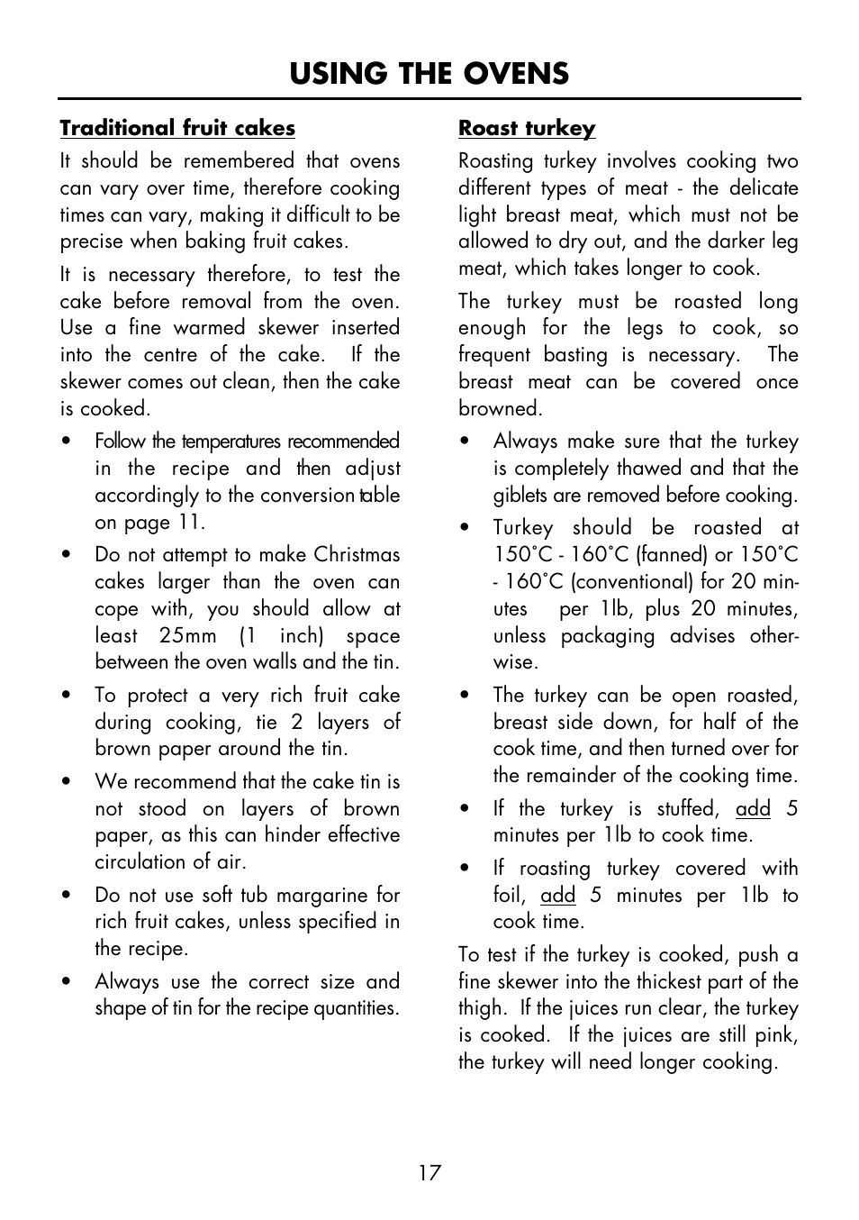 Using the ovens | Glen Dimplex Home Appliances Ltd FS 60 DO DF User Manual | Page 18 / 28