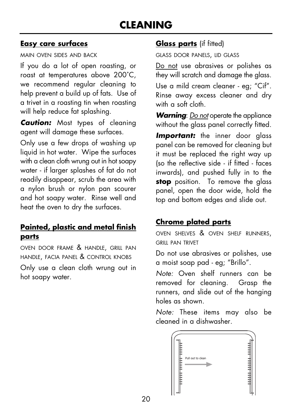 Cleaning | Glen Dimplex Home Appliances Ltd FS 60 DO DF User Manual | Page 21 / 28