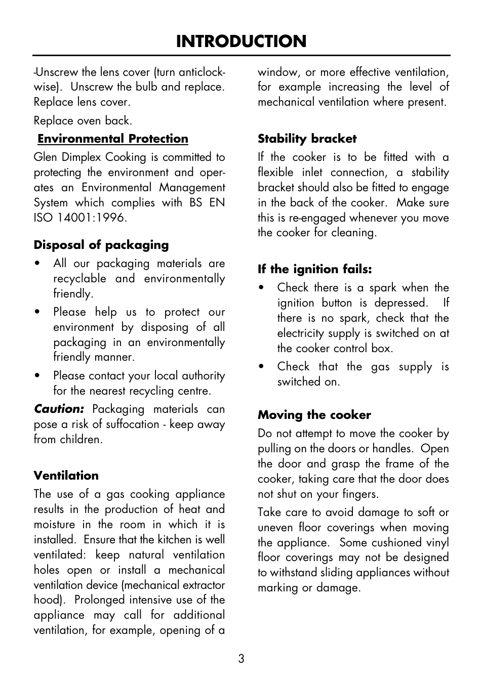 Introduction | Glen Dimplex Home Appliances Ltd FS 60 DO DF User Manual | Page 4 / 28