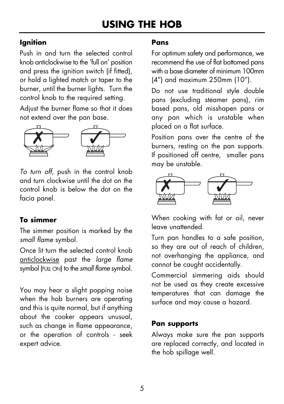 Using the hob | Glen Dimplex Home Appliances Ltd FS 60 DO DF User Manual | Page 6 / 28