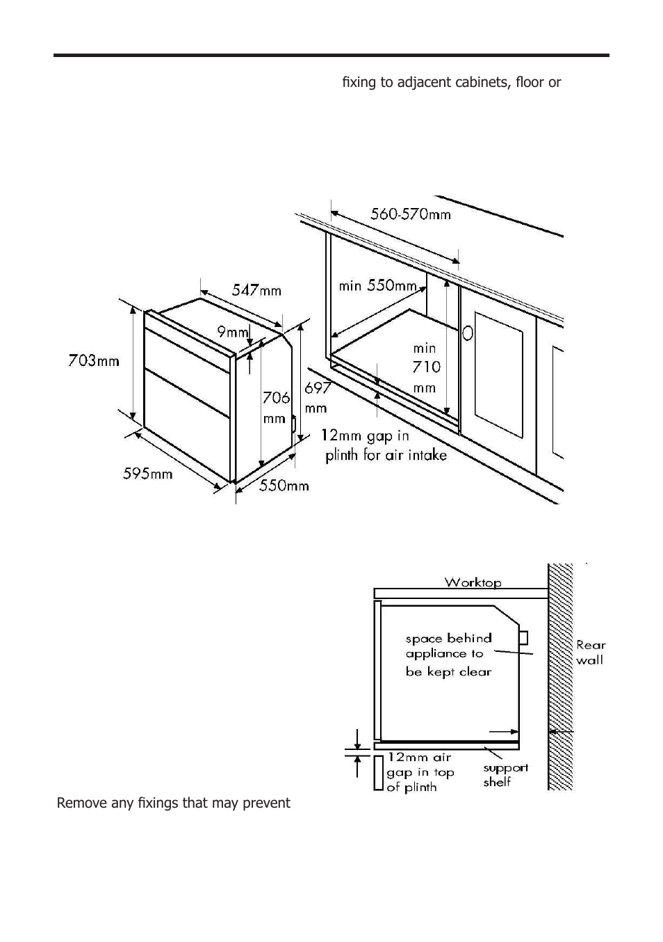 Installation - 70cm | Glen Dimplex Home Appliances Ltd Beiling Built-in Electric Microwave Oven 82757900 User Manual | Page 31 / 44